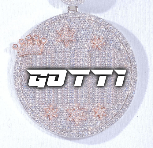 CUSTOM LETTER NECKLACE 3D BIG CROWN DISC