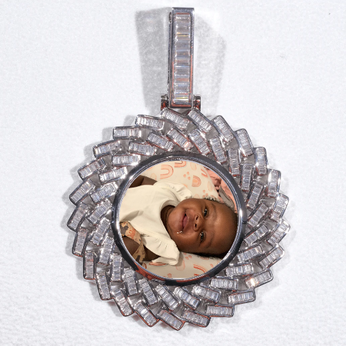 Large 3D Baguette Custom Picture Pendant