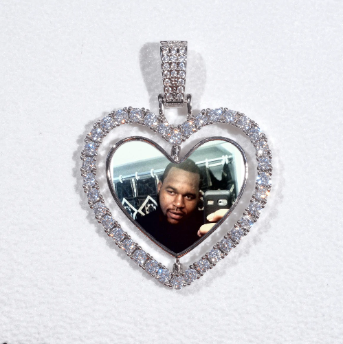 3D Spinning 2-Faced Heart Custom Picture Pendant