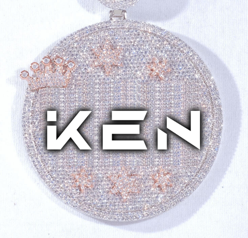 CUSTOM LETTER NECKLACE 3D BIG CROWN DISC