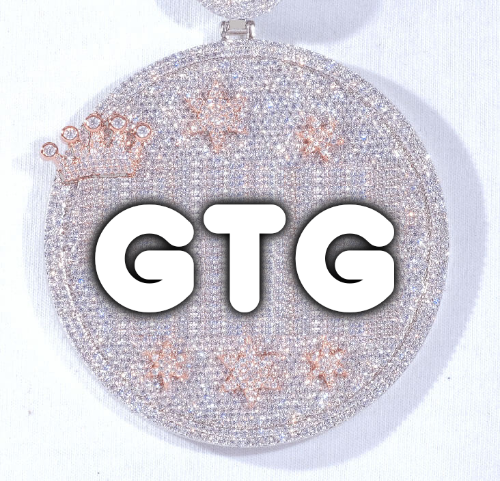 CUSTOM LETTER NECKLACE 3D BIG CROWN DISC