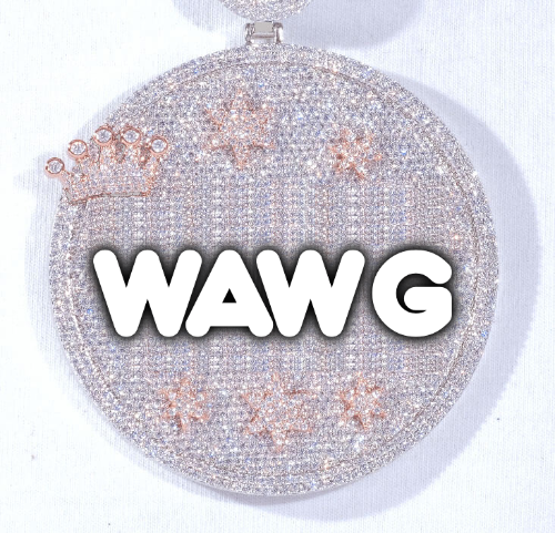 CUSTOM LETTER NECKLACE 3D BIG CROWN DISC