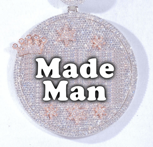 CUSTOM LETTER NECKLACE 3D BIG CROWN DISC