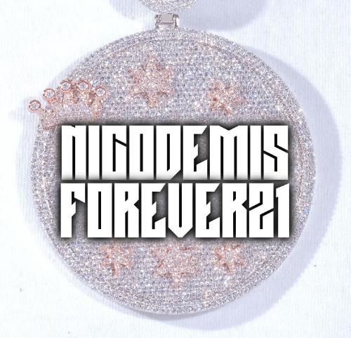 CUSTOM LETTER NECKLACE 3D BIG CROWN DISC