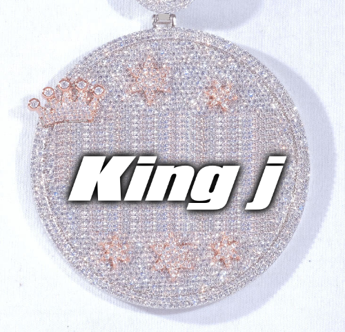 CUSTOM LETTER NECKLACE 3D BIG CROWN DISC