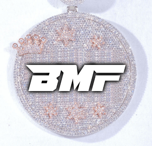 CUSTOM LETTER NECKLACE 3D BIG CROWN DISC