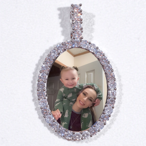 Large 3D Oval Custom Picture Pendant