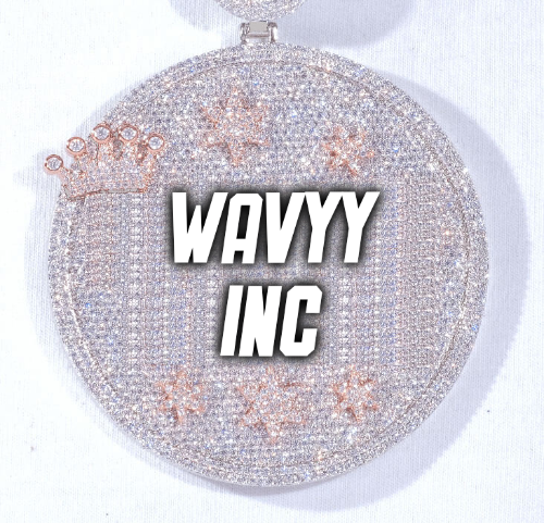 CUSTOM LETTER NECKLACE 3D BIG CROWN DISC