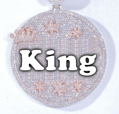 CUSTOM LETTER NECKLACE 3D BIG CROWN DISC