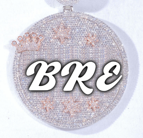 CUSTOM LETTER NECKLACE 3D BIG CROWN DISC