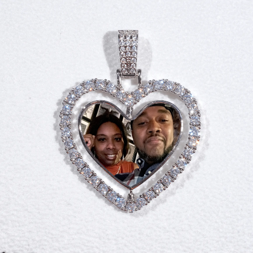 3D Spinning 2-Faced Heart Custom Picture Pendant