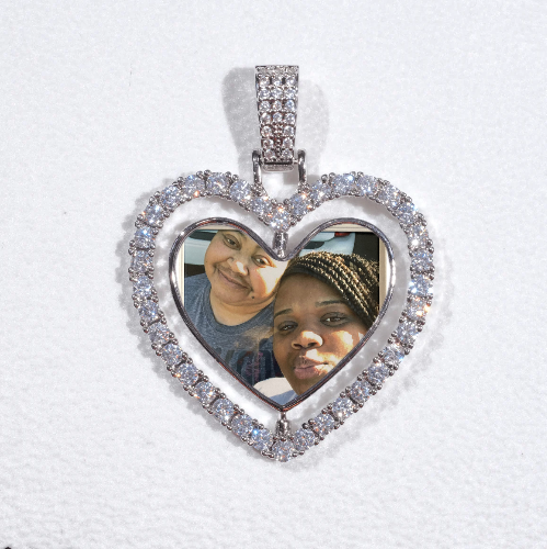 3D Spinning 2-Faced Heart Custom Picture Pendant