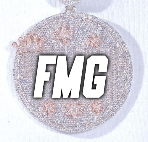 CUSTOM LETTER NECKLACE 3D BIG CROWN DISC