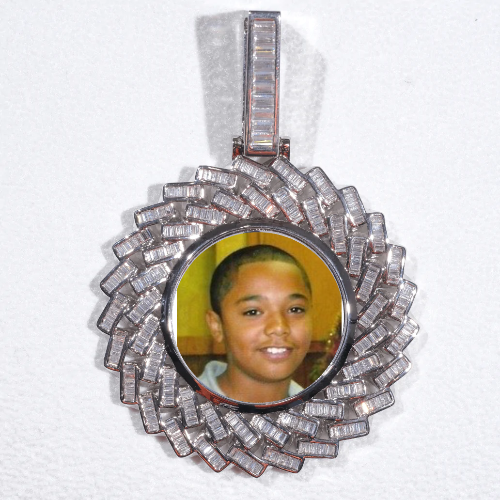 Large 3D Baguette Custom Picture Pendant