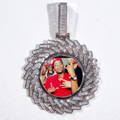 Large 3D Baguette Custom Picture Pendant