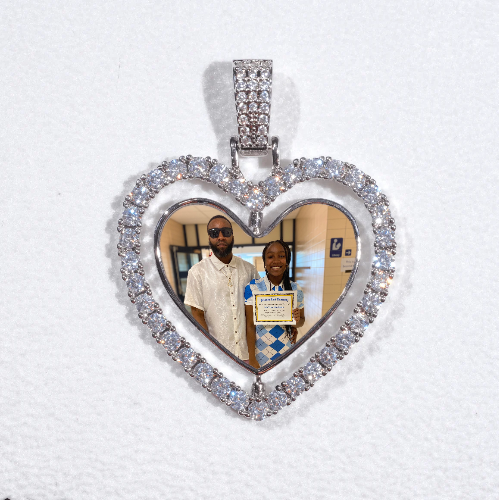 3D Spinning 2-Faced Heart Custom Picture Pendant