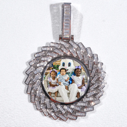 Large 3D Baguette Custom Picture Pendant