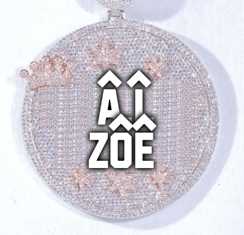 CUSTOM LETTER NECKLACE 3D BIG CROWN DISC