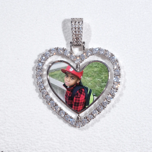 3D Spinning 2-Faced Heart Custom Picture Pendant
