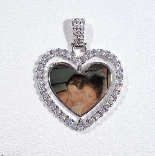 3D Spinning 2-Faced Heart Custom Picture Pendant