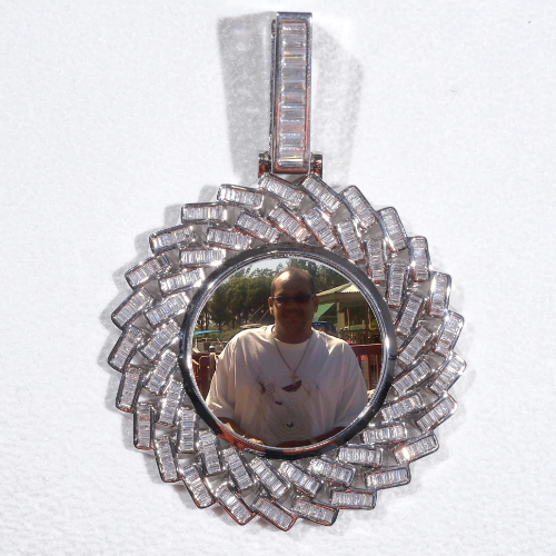 Large 3D Baguette Custom Picture Pendant
