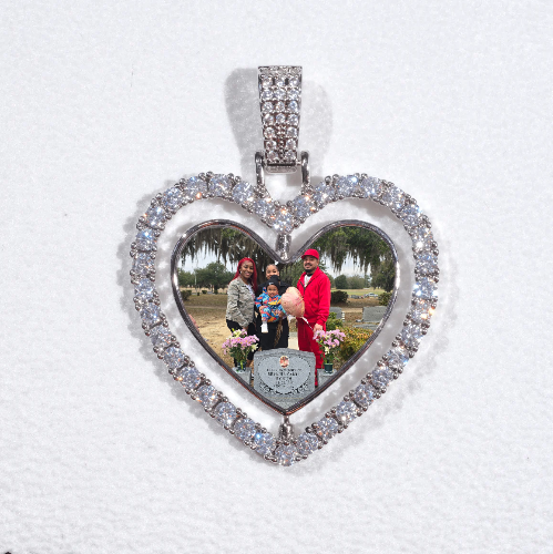 3D Spinning 2-Faced Heart Custom Picture Pendant