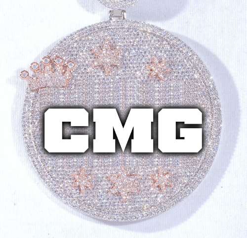 CUSTOM LETTER NECKLACE 3D BIG CROWN DISC