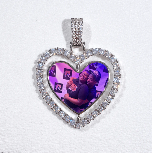 3D Spinning 2-Faced Heart Custom Picture Pendant
