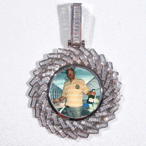 Large 3D Baguette Custom Picture Pendant