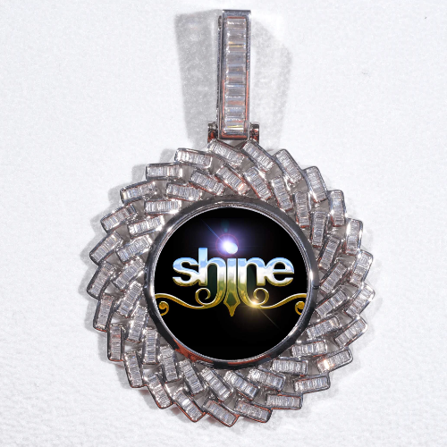 Large 3D Baguette Custom Picture Pendant