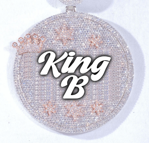CUSTOM LETTER NECKLACE 3D BIG CROWN DISC