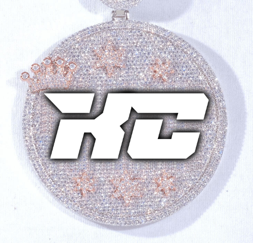 CUSTOM LETTER NECKLACE 3D BIG CROWN DISC