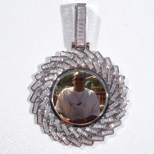 Large 3D Baguette Custom Picture Pendant
