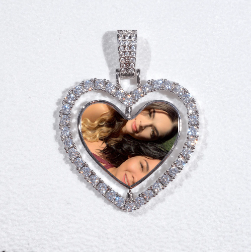 3D Spinning 2-Faced Heart Custom Picture Pendant