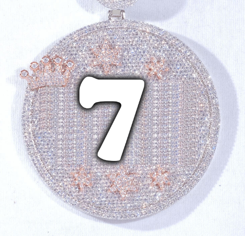CUSTOM LETTER NECKLACE 3D BIG CROWN DISC