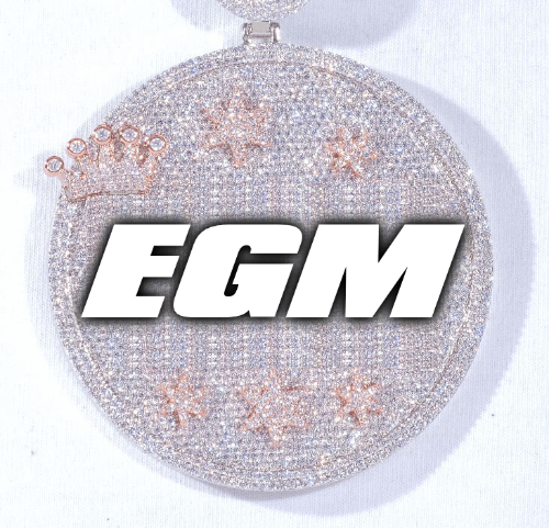 CUSTOM LETTER NECKLACE 3D BIG CROWN DISC