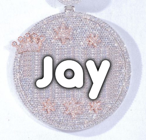 CUSTOM LETTER NECKLACE 3D BIG CROWN DISC