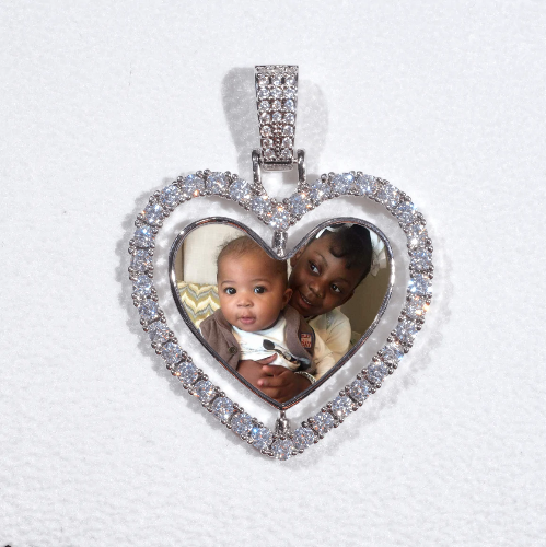 3D Spinning 2-Faced Heart Custom Picture Pendant