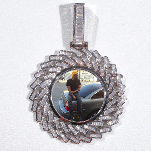 Large 3D Baguette Custom Picture Pendant