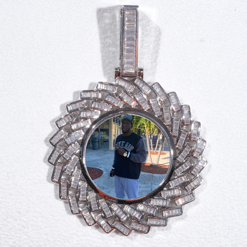 Large 3D Baguette Custom Picture Pendant