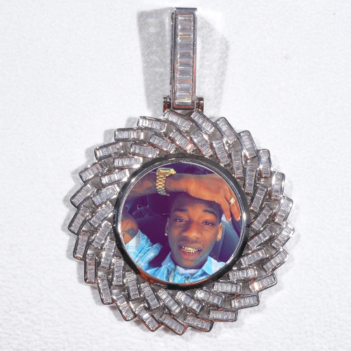 Large 3D Baguette Custom Picture Pendant