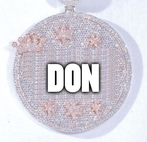 CUSTOM LETTER NECKLACE 3D BIG CROWN DISC