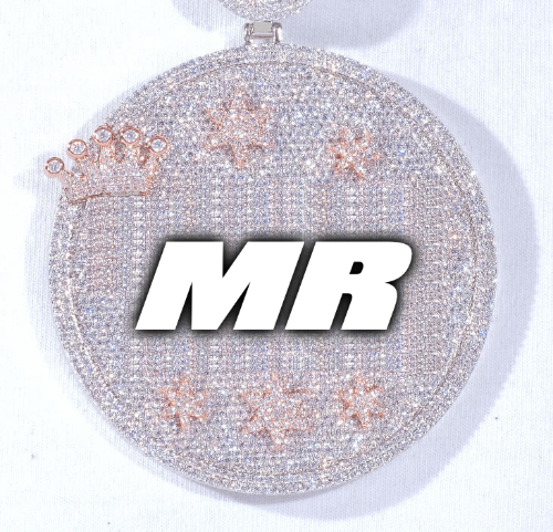CUSTOM LETTER NECKLACE 3D BIG CROWN DISC