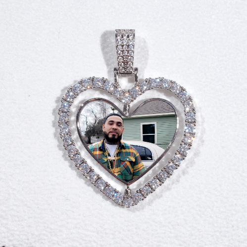 3D Spinning 2-Faced Heart Custom Picture Pendant
