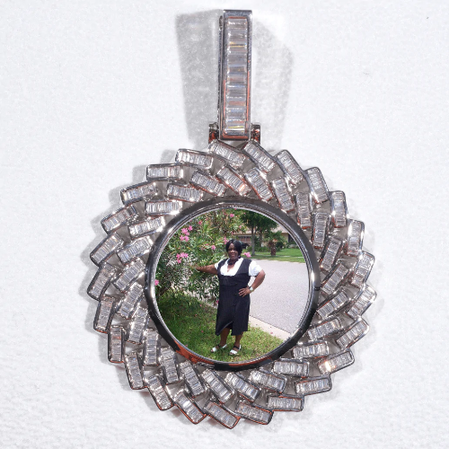 Large 3D Baguette Custom Picture Pendant