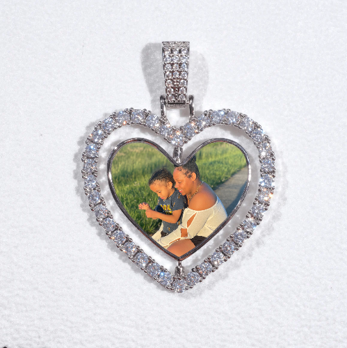 3D Spinning 2-Faced Heart Custom Picture Pendant