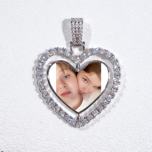 3D Spinning 2-Faced Heart Custom Picture Pendant