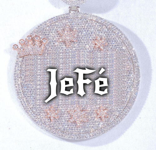 CUSTOM LETTER NECKLACE 3D BIG CROWN DISC