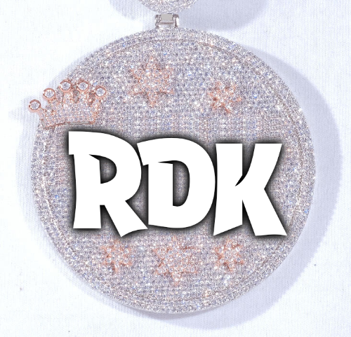CUSTOM LETTER NECKLACE 3D BIG CROWN DISC