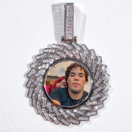 Large 3D Baguette Custom Picture Pendant